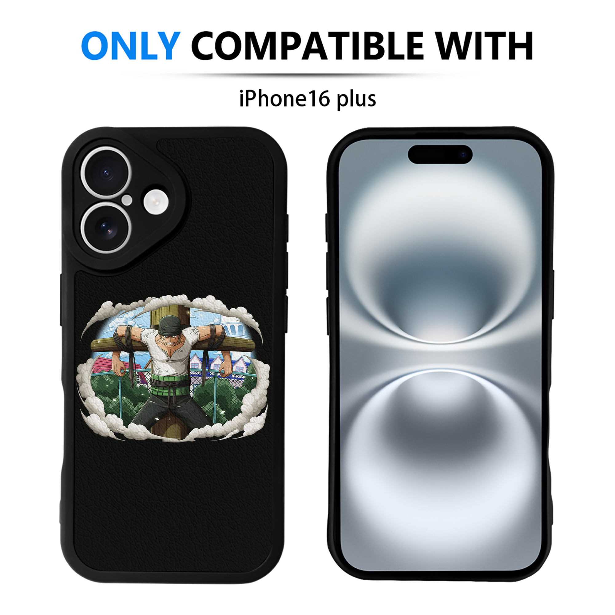 （画像用） ワンピース ロロノア・ゾロ ONE PIECE Roronoa Zoro 【iPhone 16シリーズ対応】シリコンスマホケース（レザー調） 材質：シリコン